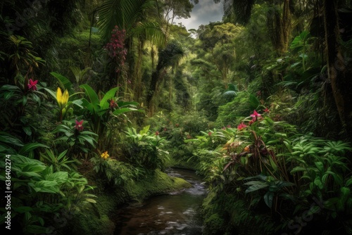 Rainforest  Lush wildlife in exotic landscape.  generative IA