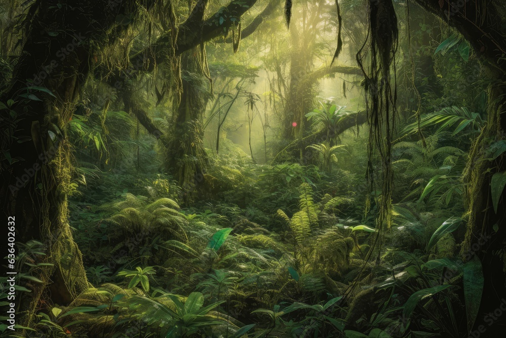Rainforest: majestic and vibrant, fauna and flora in harmony., generative IA