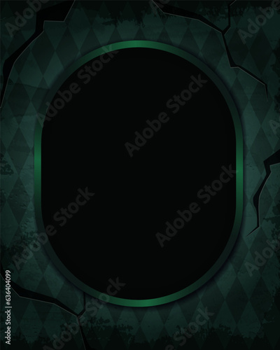 Halloween vector illustration background with aged cracked old room with diamond-shaped grunge wallpaper