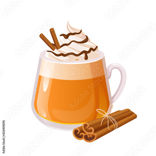 Pumpkin spice latte with cream and cinnamon