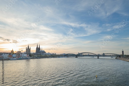 Stock photo features a stunning view of the cityscape with the iconic Hohenzollern Bridge