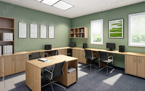 Photorealistic interior work office indoor stylish minimalist modern