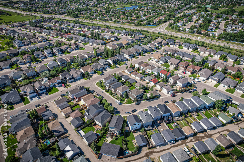 Fototapeta premium Whispers of Willowgrove: Aerial Splendor, Saskatoon, Saskatchewan