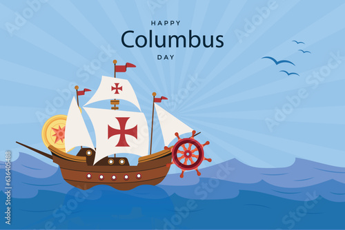 Hand drawn flat columbus day background