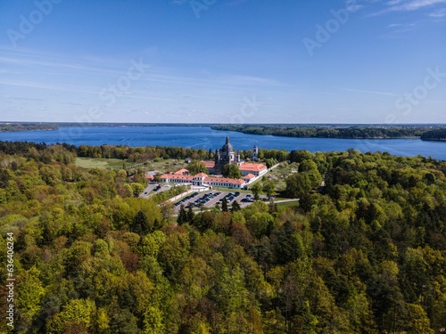 Aerial view of the stunning Pazaislis monastery in Kaunas, Lithuania
