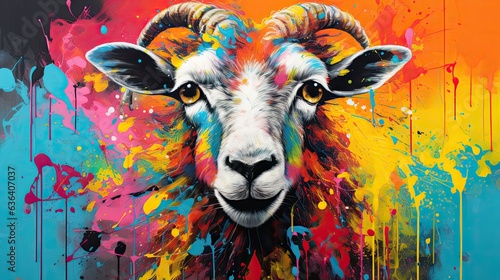 Colorful abstract sheep digital artwork painting 