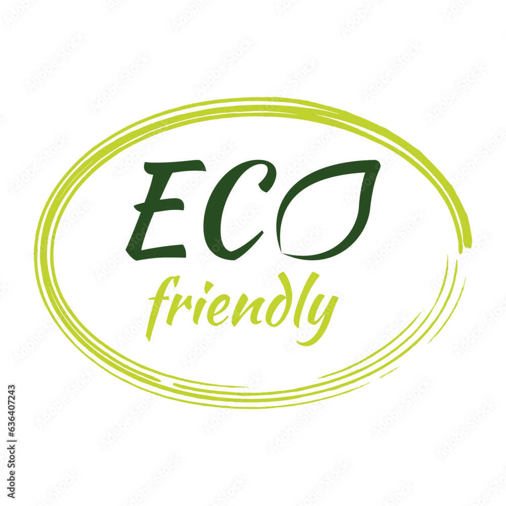 Eco friendly products sticker, label, badge and logo. Ecology icon. Logo template with leaves for organic and eco friendly products. Vector illustration Eco friendly products sticker, label, badge and logo. Ecology icon. Logo template with leaves for organic and eco friendly products. Vector illustration