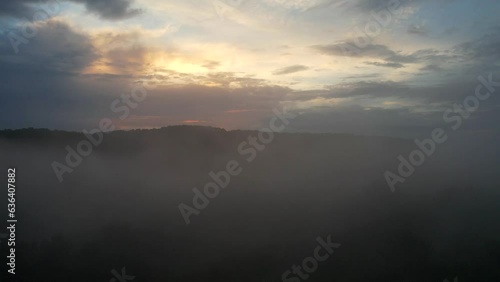 Fog Rolling through in a Valley at Dusk