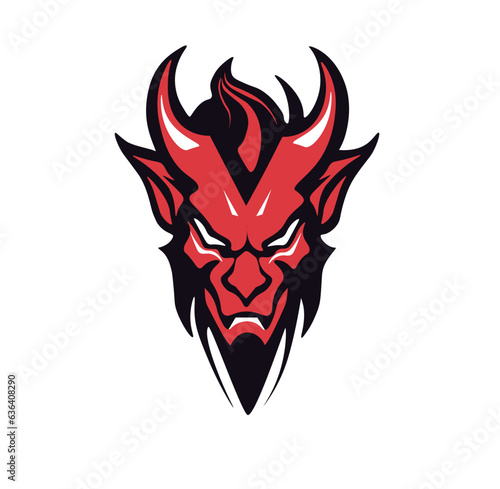 Flat vector illustration of red devil portrait