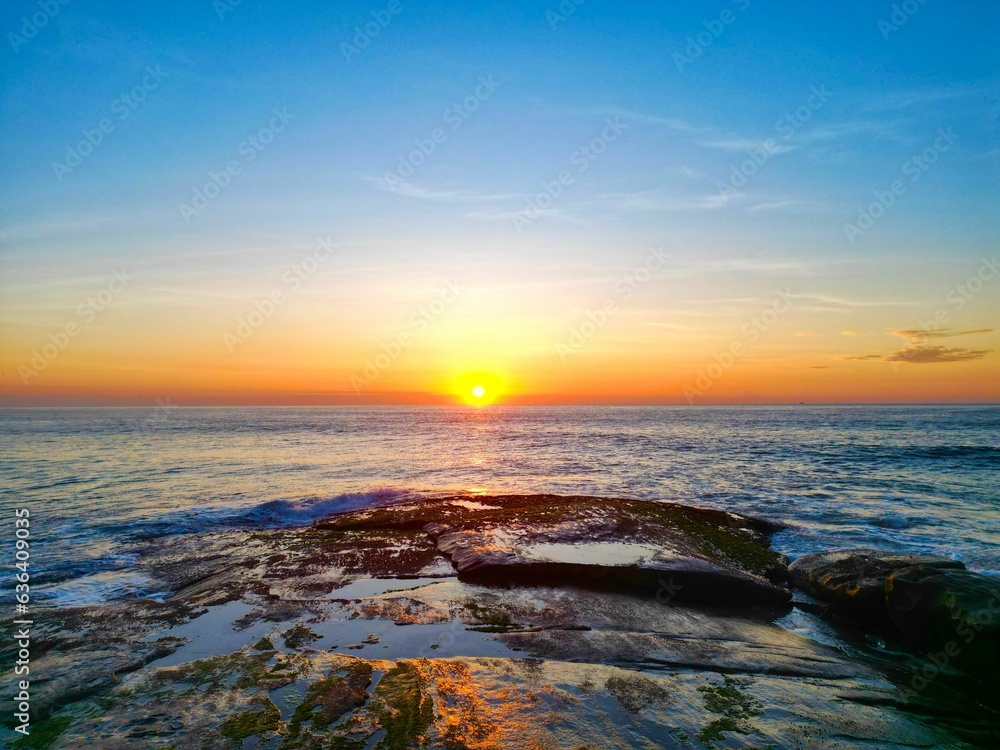 Scenic view of sunrise at Durrangan Lookout at Yamba NSW at sunset Scenic view of sunrise at Durrangan Lookout at Yamba NSW at sunset