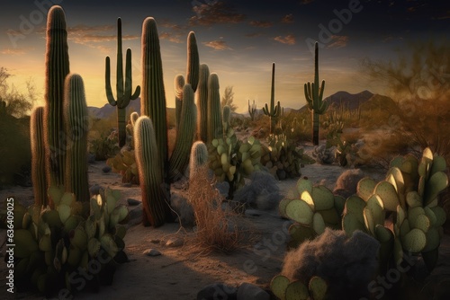 Desert comes alive with diverse cacti., generative IA