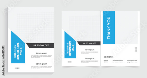 Corporate business modern bifold folded brochure, new classic style editable booklet, annual report template, real estate, education business plan vector