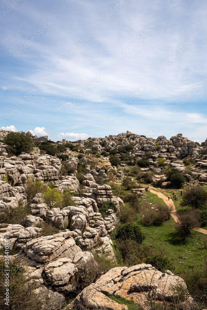 Limestone rock formations in El Torcal de Antequera nature reserve, in Spain