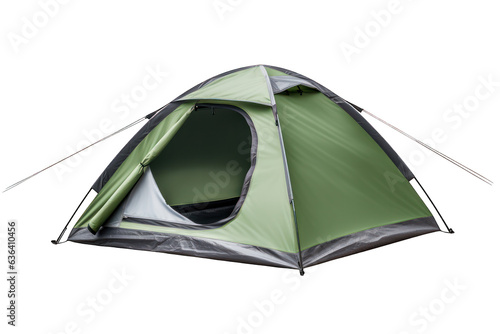 Camping green tent isolated on white background. Generative AI