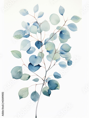 branch of lilac. Watercolor illustration of eucalyptus branch on white background © Nadezhda