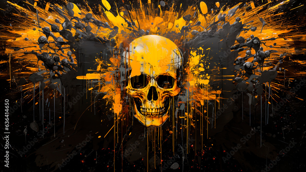 Obraz premium Human skull in grunge background. Abstract Halloween concept.