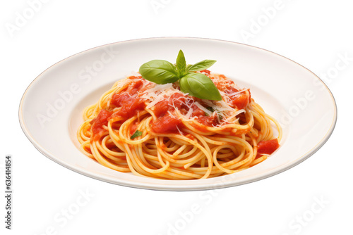 delicious appetizing classic spaghetti pasta isolated on white background. Generative AI