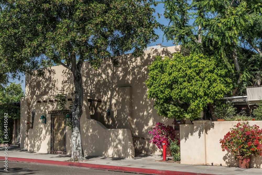 Aged Hacienda-style building, constructed in 1725 and located in the Southern California region