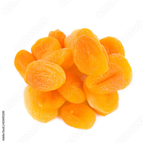 Dried apricots isolated on the white .