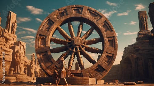 wheel of the gods ultra high definition rendering.Generative AI