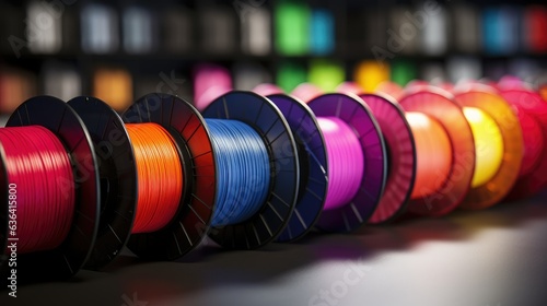 colorful bright wide panorama row of spool