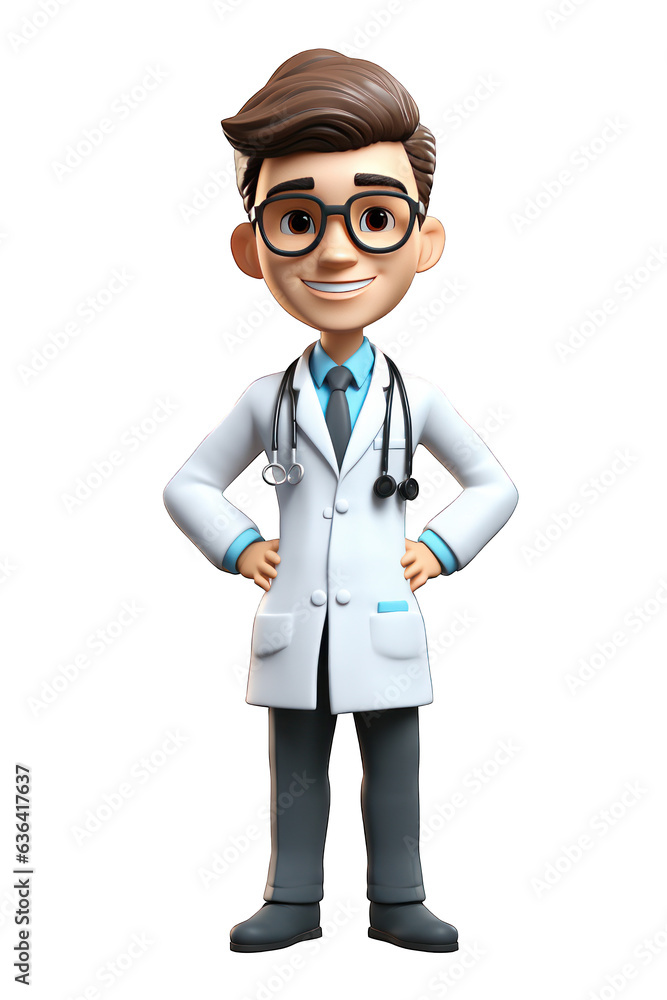 Young smiling man doctor isolated on white background. Generative AI Young smiling man doctor isolated on white background. Generative AI