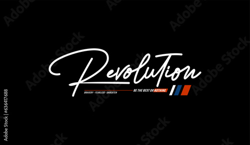 Revolution, abstract typography motivational quotes modern design slogan. Vector illustration graphics for print t shirt, apparel, background, poster, banner, postcard or social media content.