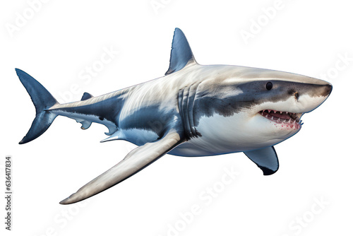 Great White Shark isolated on white background. Generative AI