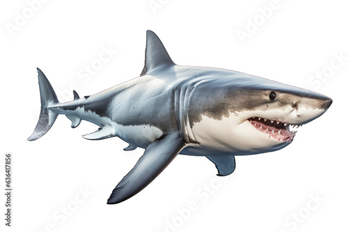 Great White Shark isolated on white background. Generative AI