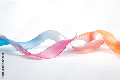 Colerfull ribbon isolated on white background. No shadow. Silk and satin. Generative ai