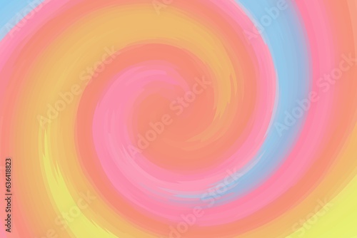 Abstract colorful background, yellow, orange, pink, blue, swirling shape.