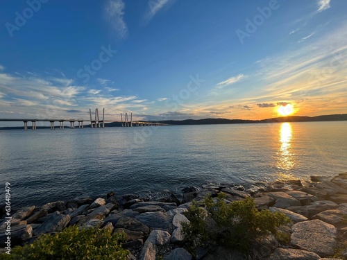 Stunning view of the Tappan Zee Bridge in New York at sunset