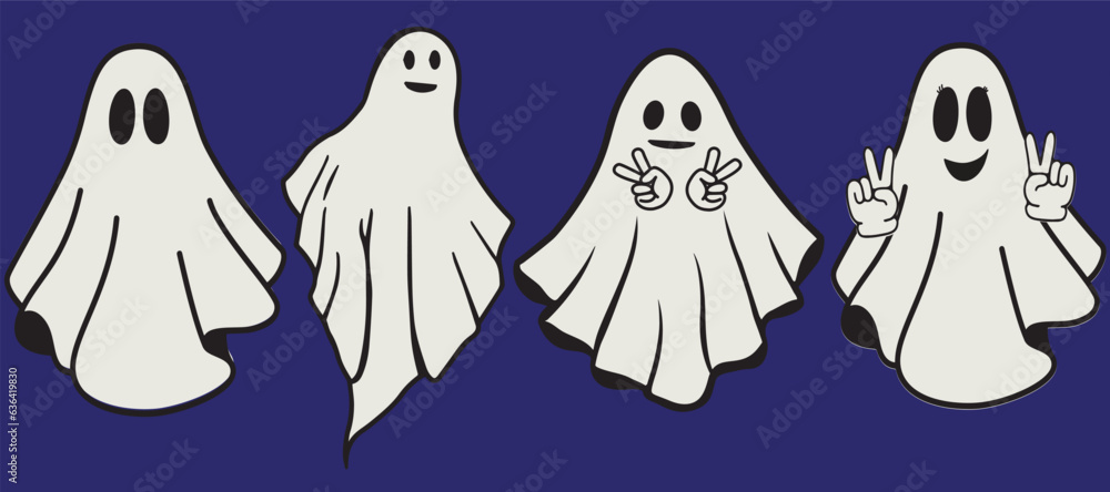 Retro Halloween Ghosts Bundle - Ghosts Set For Graphic Designers Halloween set Retro Halloween Ghosts Bundle - Ghosts Set For Graphic Designers Halloween set