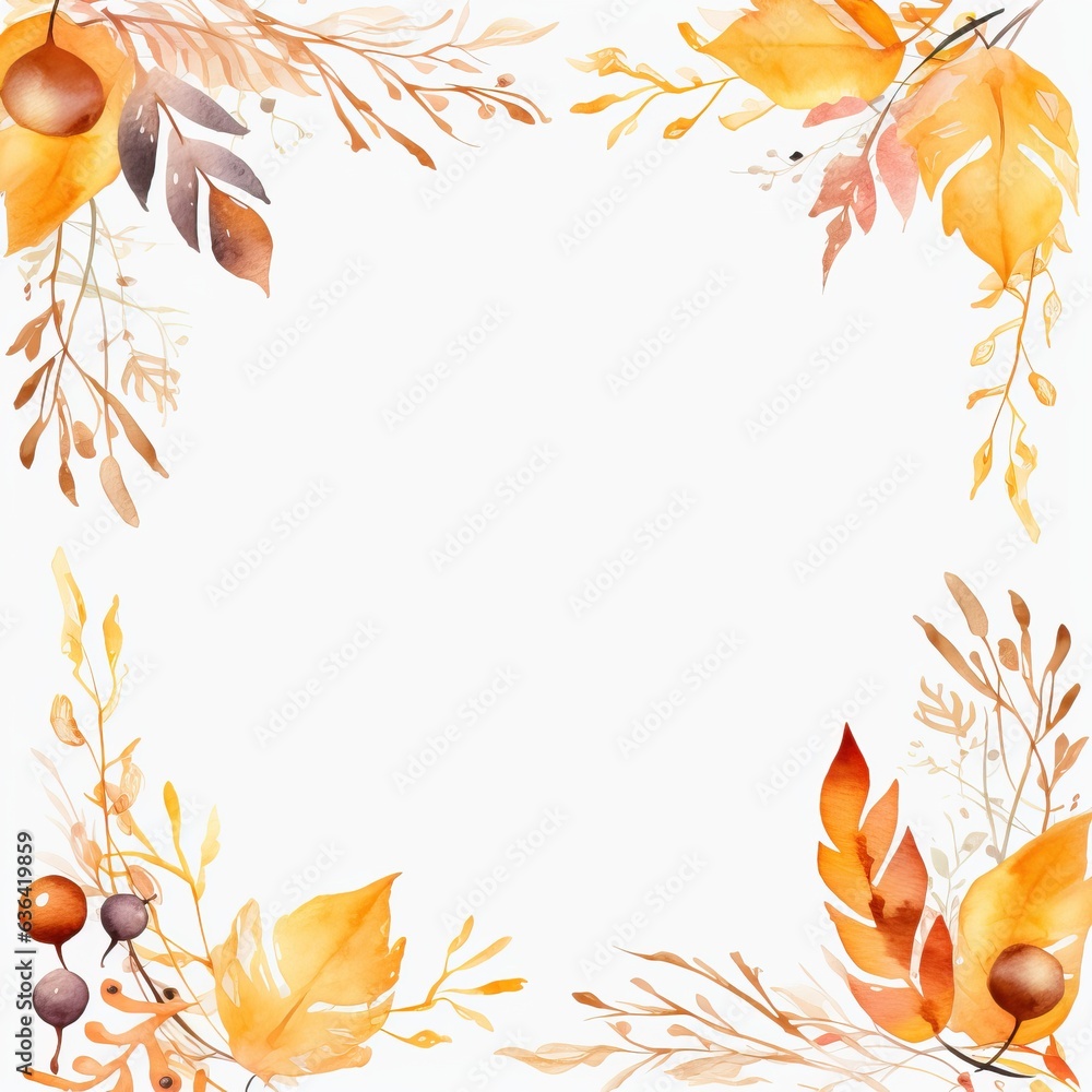Autumn paper template watercolour clipart frame high quality ai generated image Autumn paper template watercolour clipart frame high quality ai generated image