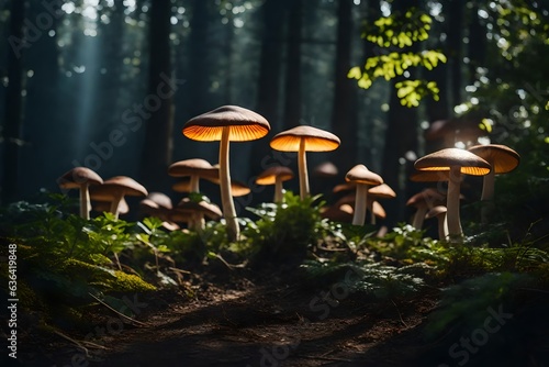 Mushrooms in the forest, Generated Using AI