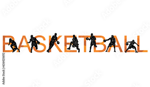 Basketball vector colorful illustration. Silhouettes of basketball players.	
