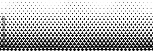 horizontal black halftone of clubs icon of playing card design for pattern and background.