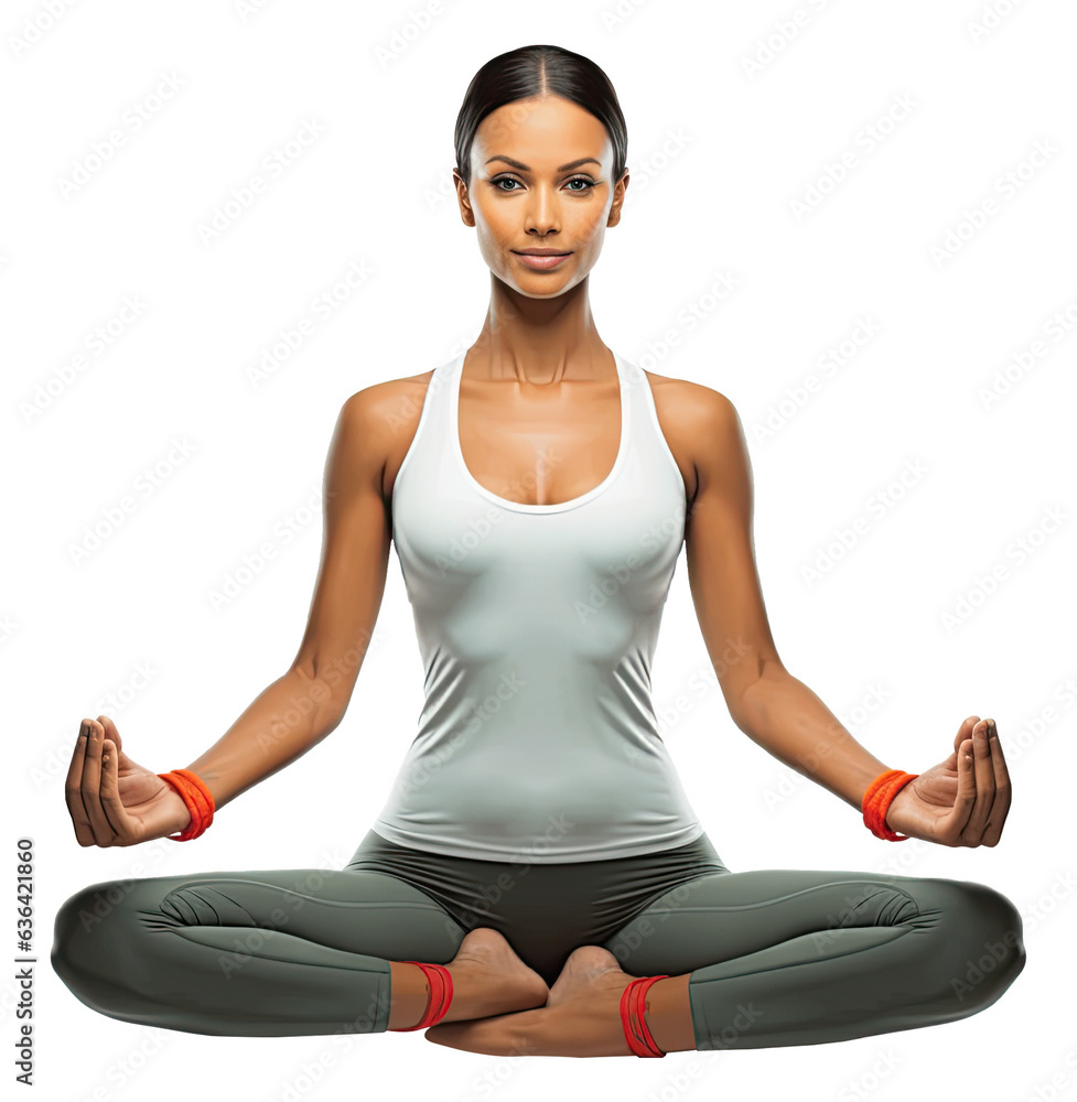 Woman Yoga Lotus Pose Isolated on Transparent Background
