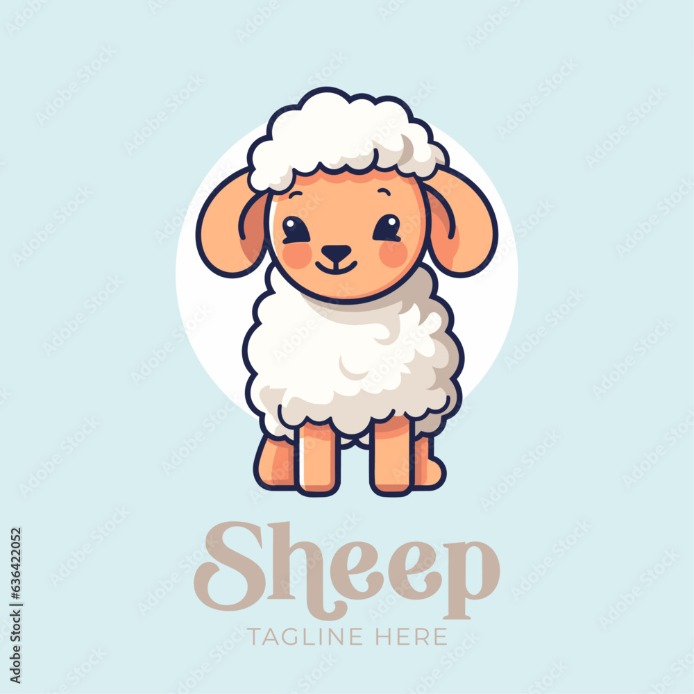 Fototapeta premium Design with Impact: Modern Cute Sheep Logo Mascot Illustration for Icon, Flyer, and Poster