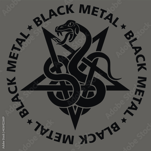 
occultic sign with pentogram and snake, grunge vintage design t shirts
