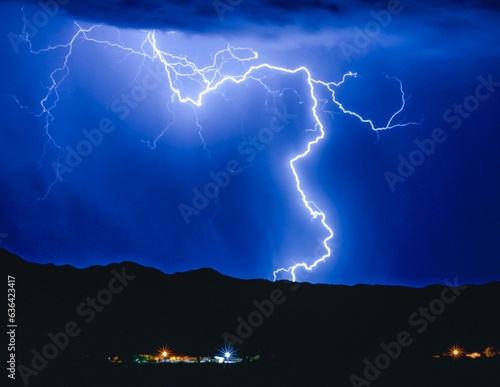 Summer storm close to Presidio, Texas at night