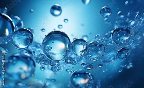Blue transparent water bubbles.