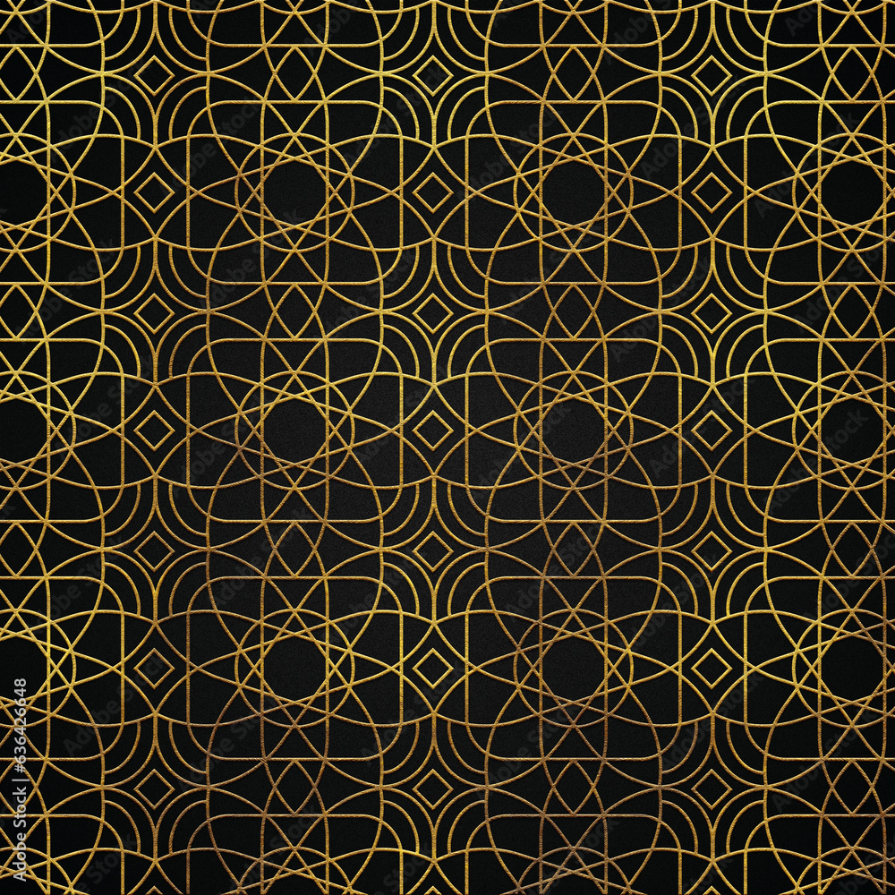 Golden abstract linear luxury style 59 pattern, square modern pattern design.