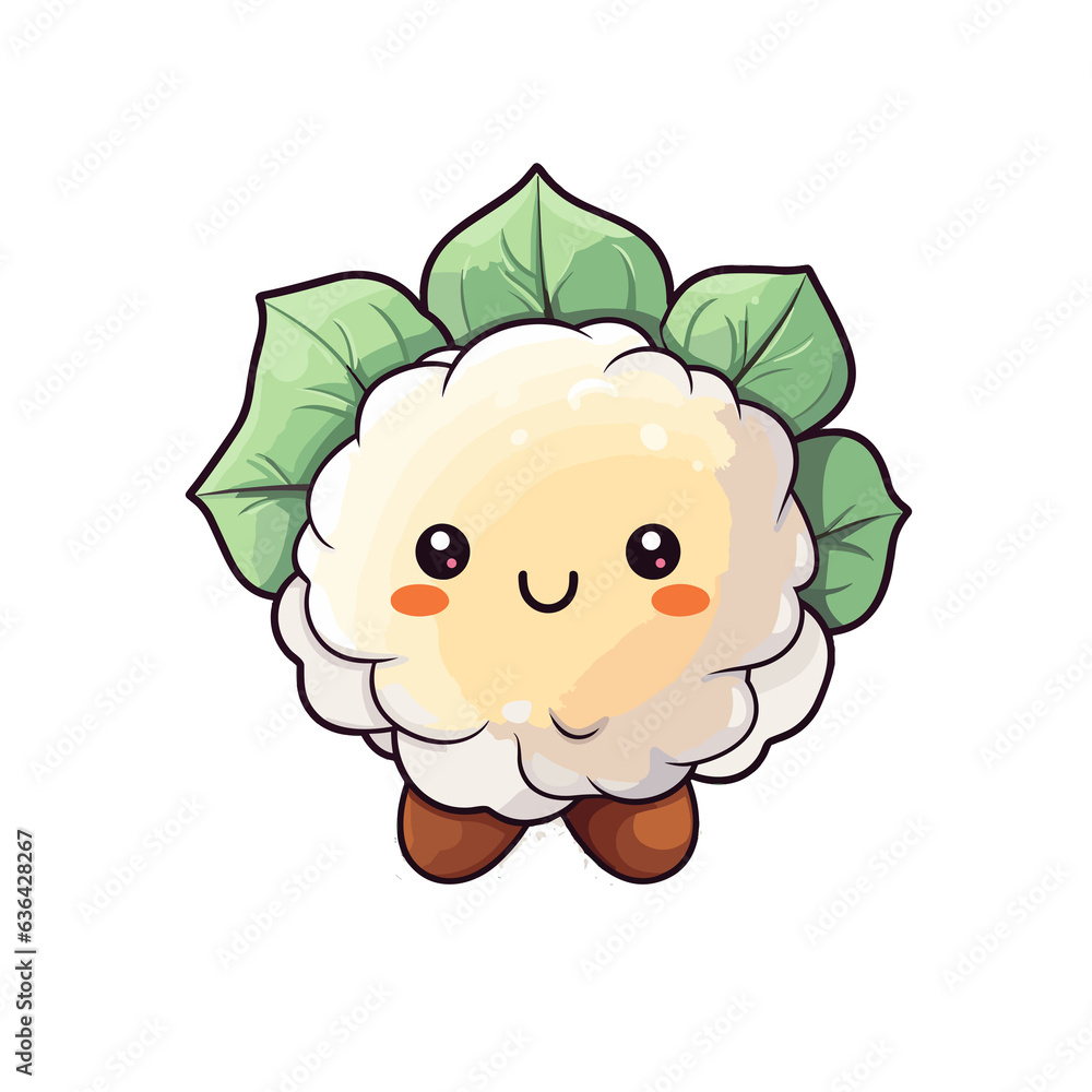 Fototapeta premium Cauliflower watercolor vector illustration, Vegetable isolated on transparent background, AI Generative
