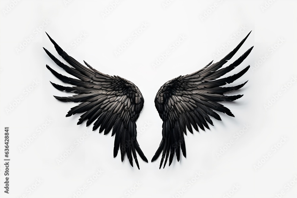 Fototapeta premium Black angel wings, generative ai