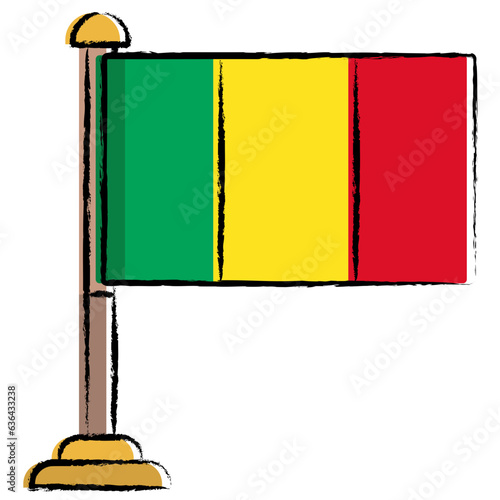 Hand drawn Mali flag icon