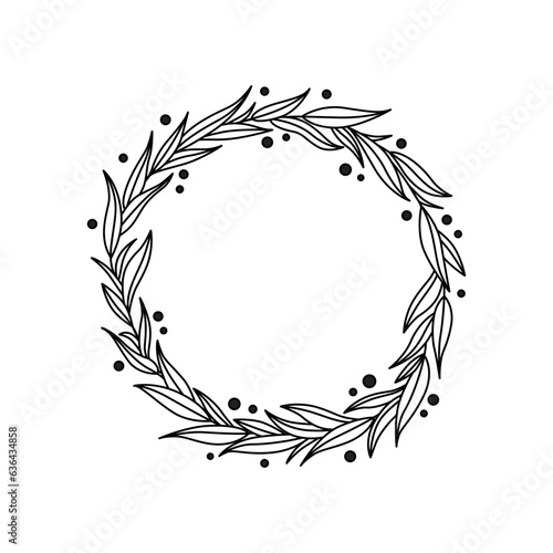 Vector frame with leaves in doodle style