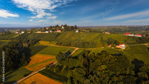 A hill with a beautiful little church in the full morning light
