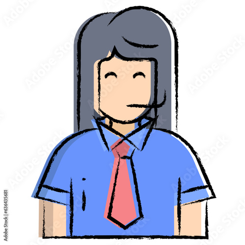 Hand drawn Commentator girl icon
