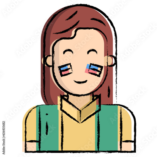 Hand drawn football fan girl icon